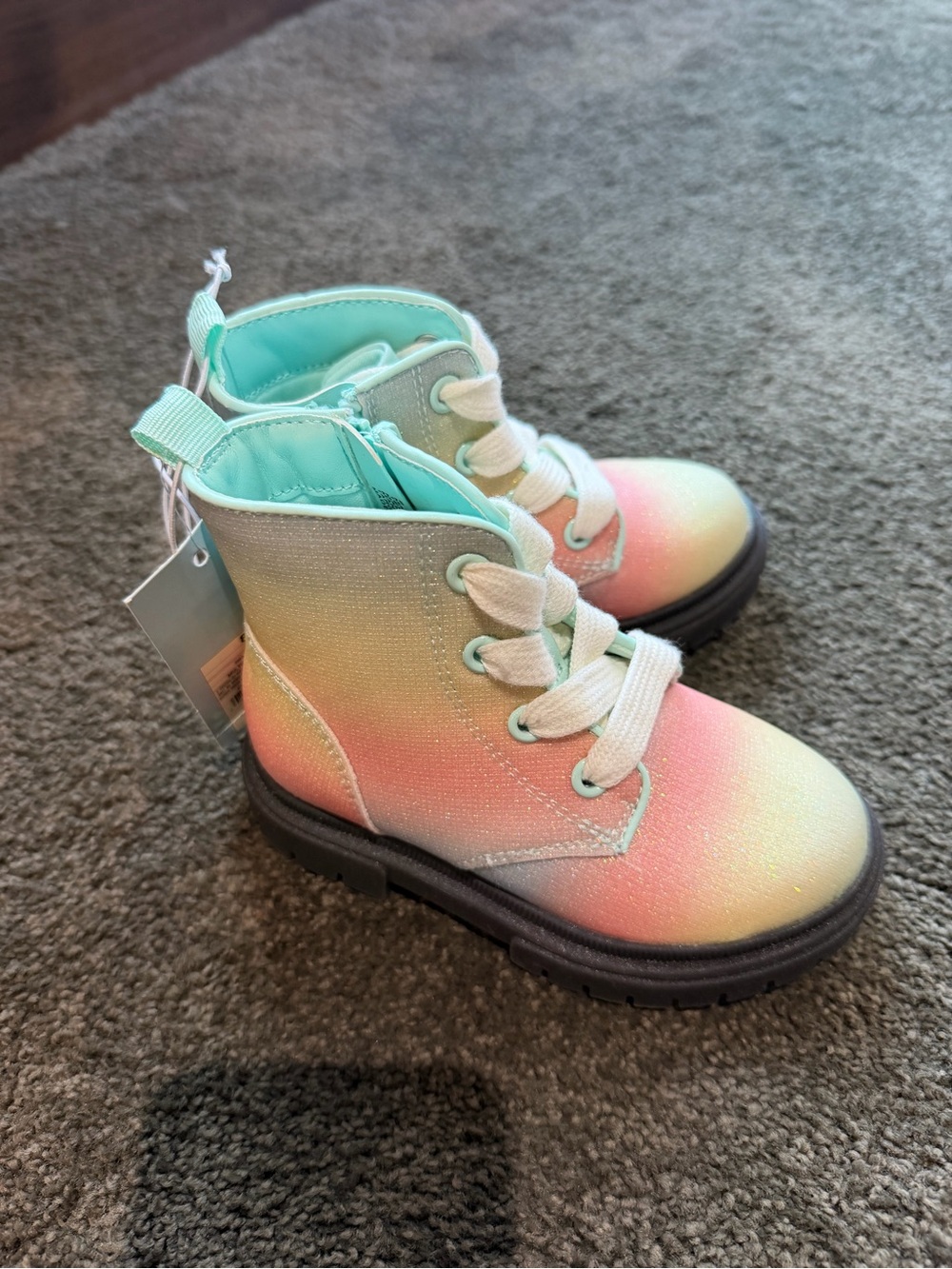 Cat & Jack Girls Gradient color Lace-Up Boots  Sz 8